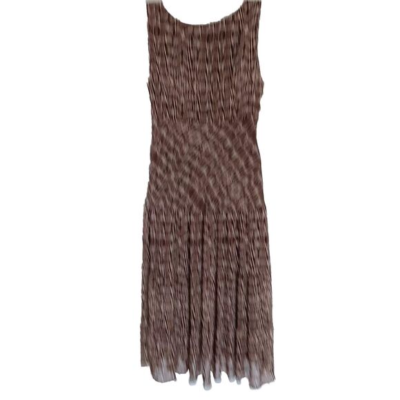 Vintage Connected Apparel Brown/Beige Tiered Sleeveless V-Neck Midi Dress, Sz. 8 - Picture 7 of 8